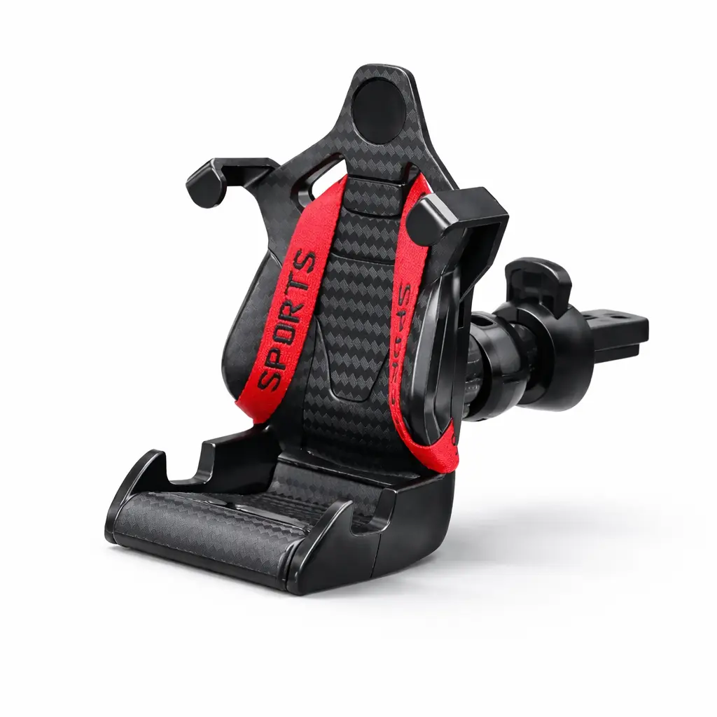 magnetic racing seat phone holder with red strap design and strong grip quality home essentials at westfordliving
