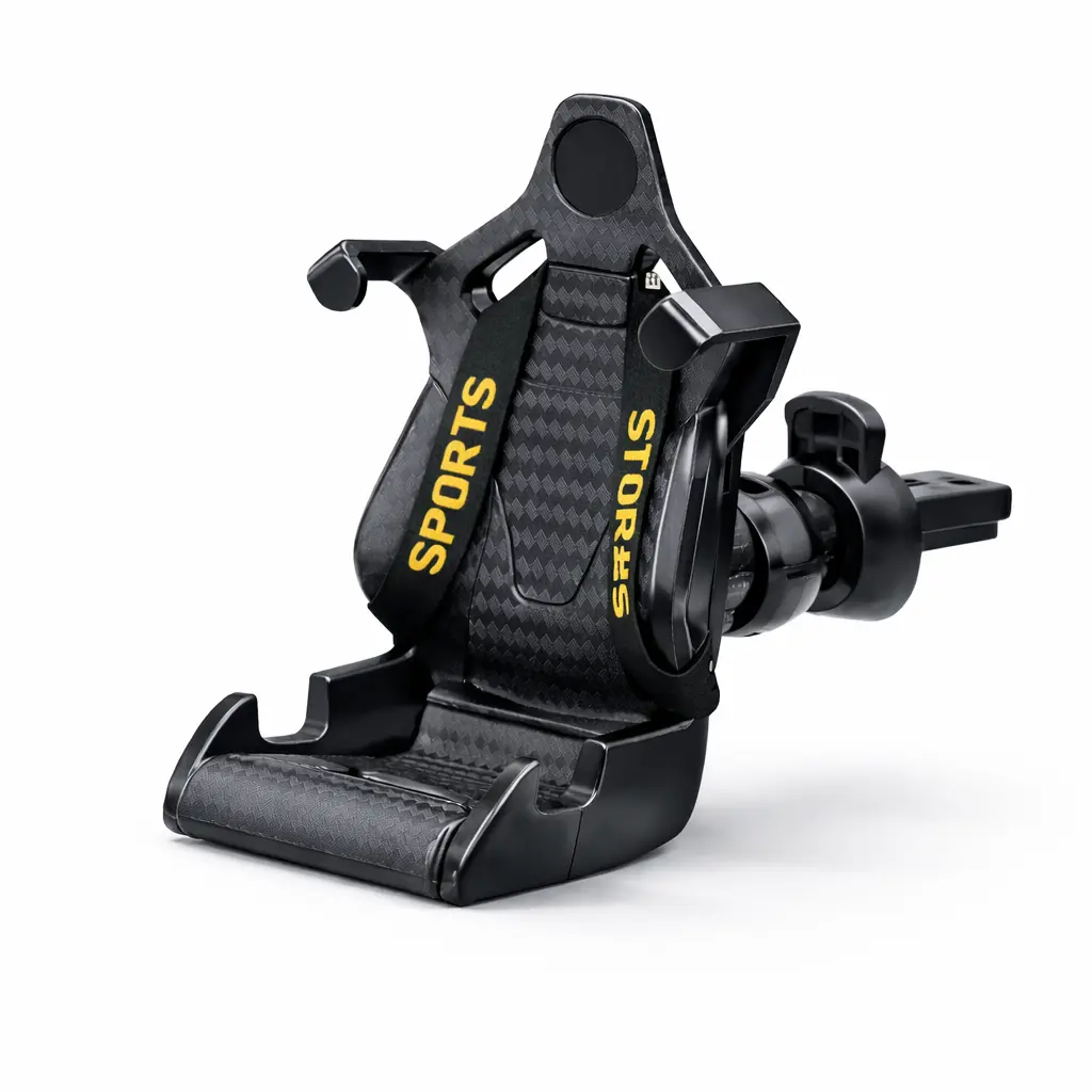 racing seat style magnetic phone holder front view with carbon fiber design quality home essentials at westfordliving