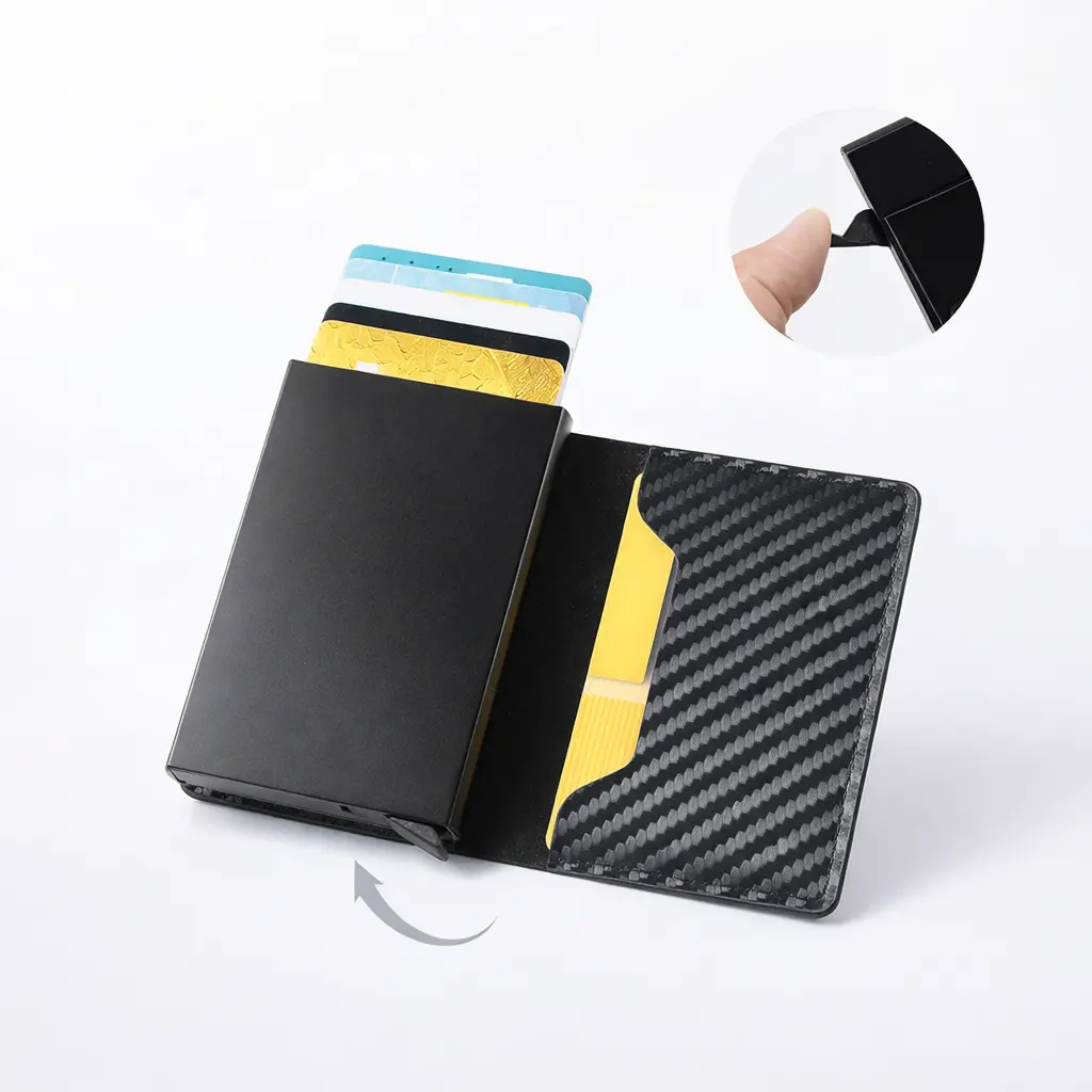 rfid carbon fiber wallet with pop up card ejector mechanism and slim card holder quality home essentials at westfordliving
