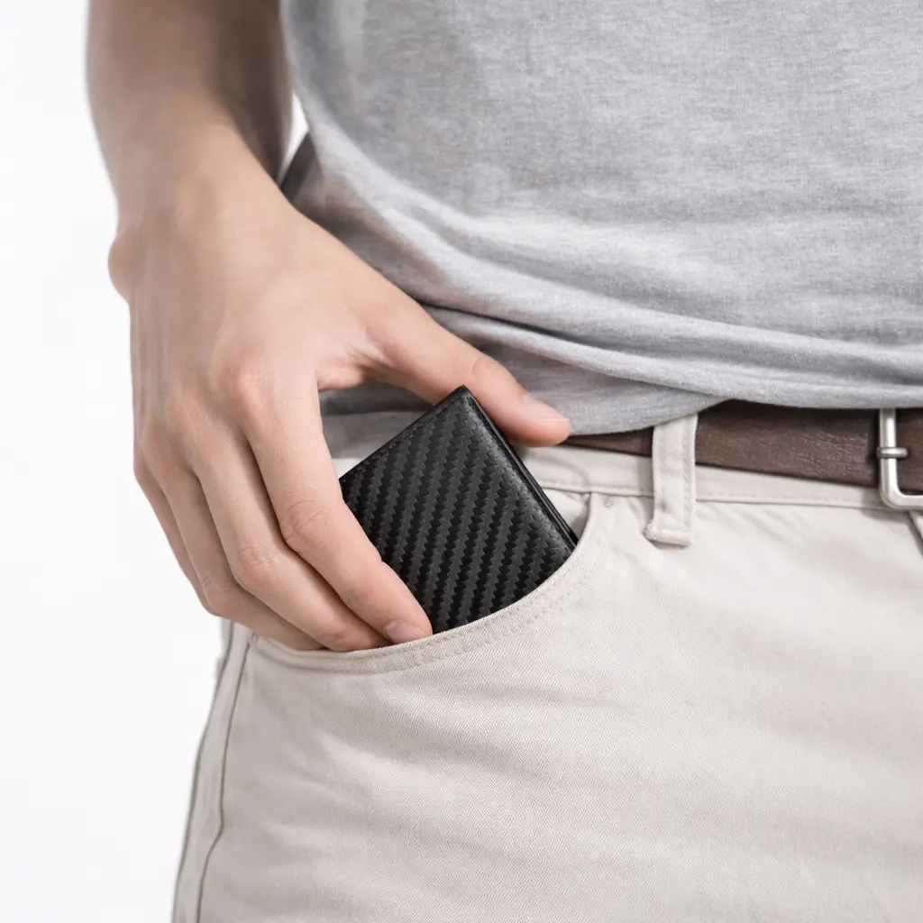 rfid slim carbon fiber wallet carried in pocket for everyday urban use quality home essentials at westfordliving